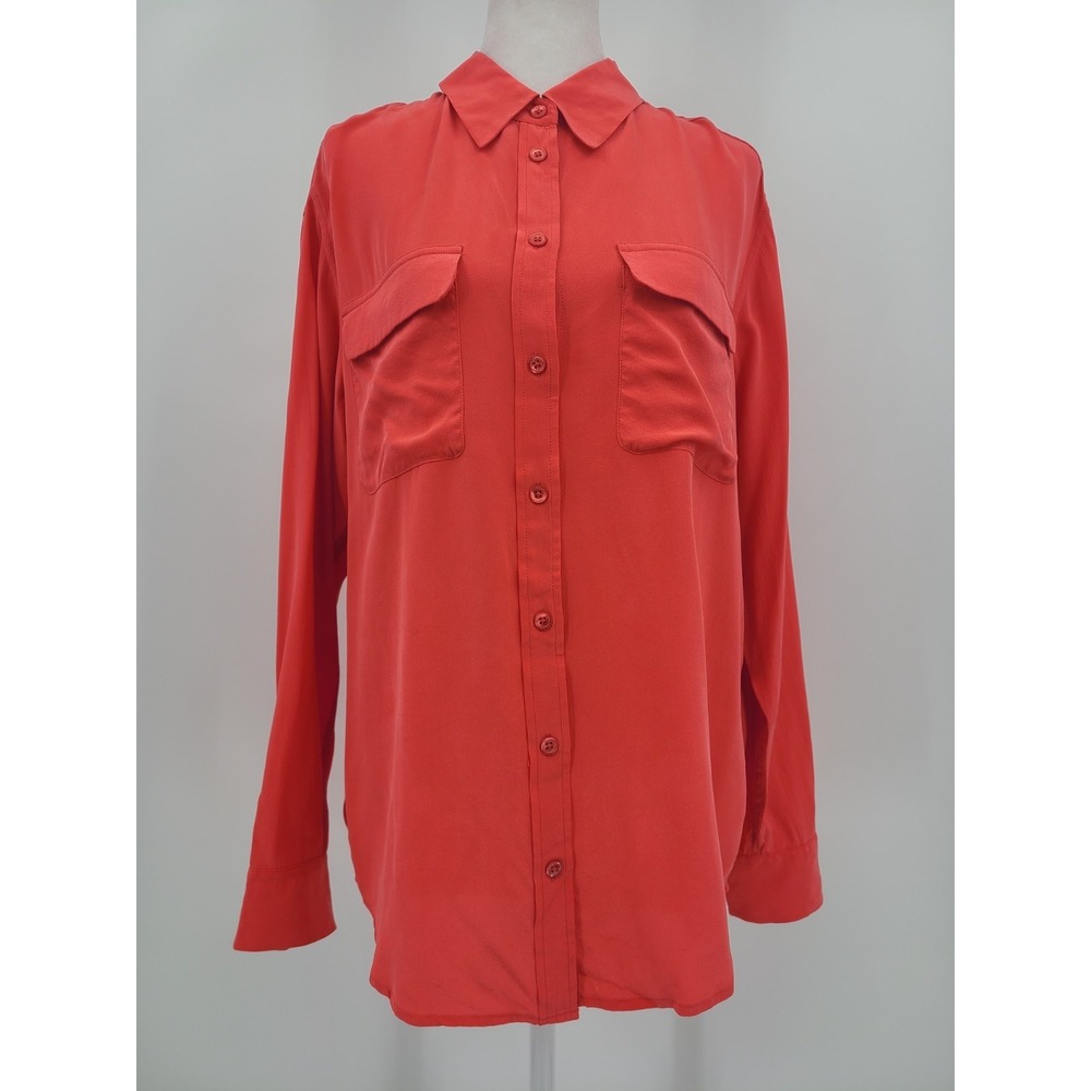 Equipment Femme Silk Preppy Top M Women Resort Button Minimalist Quiet Luxury